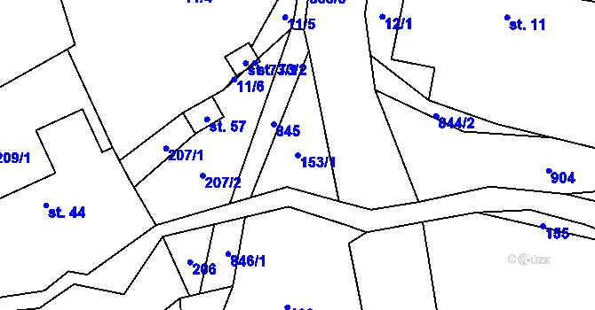Parcela st. 153/1 v KÚ Licibořice, Katastrální mapa