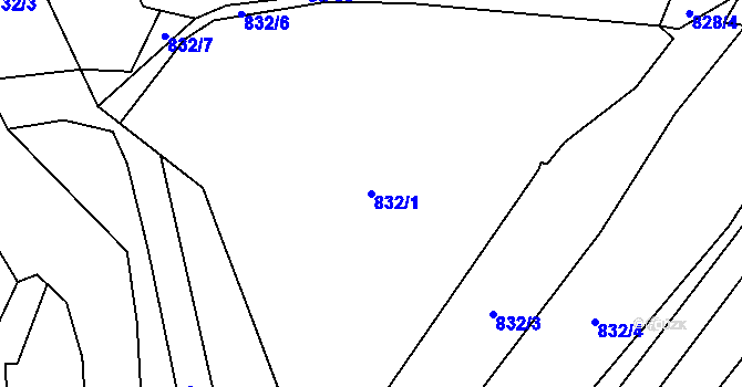 Parcela st. 832/1 v KÚ Licibořice, Katastrální mapa
