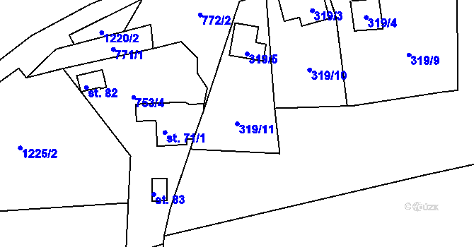 Parcela st. 319/11 v KÚ Licibořice, Katastrální mapa