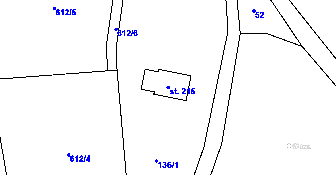 Parcela st. 215 v KÚ Licibořice, Katastrální mapa