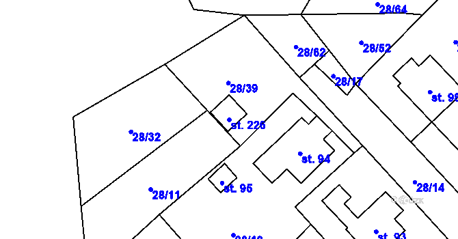 Parcela st. 226 v KÚ Licibořice, Katastrální mapa