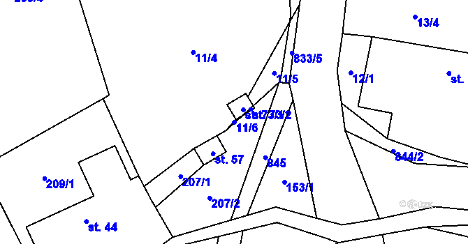 Parcela st. 11/6 v KÚ Licibořice, Katastrální mapa