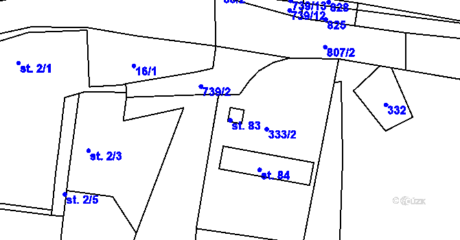 Parcela st. 83 v KÚ Nové Lhotice, Katastrální mapa