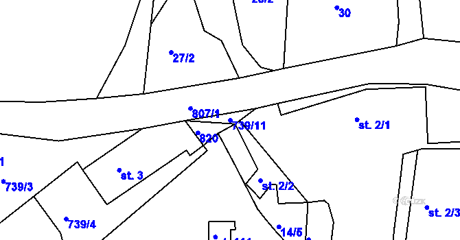 Parcela st. 739/11 v KÚ Nové Lhotice, Katastrální mapa