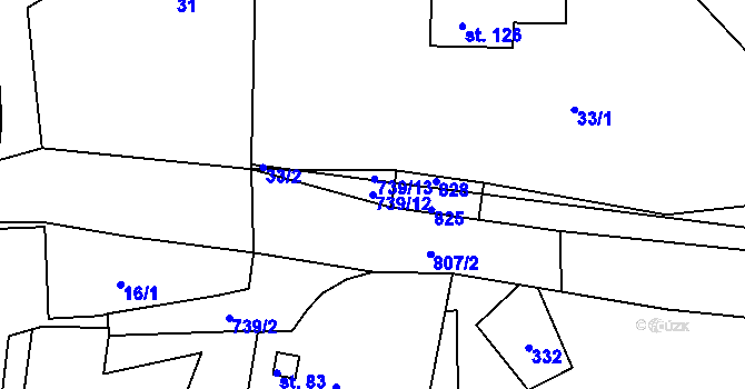 Parcela st. 739/12 v KÚ Nové Lhotice, Katastrální mapa