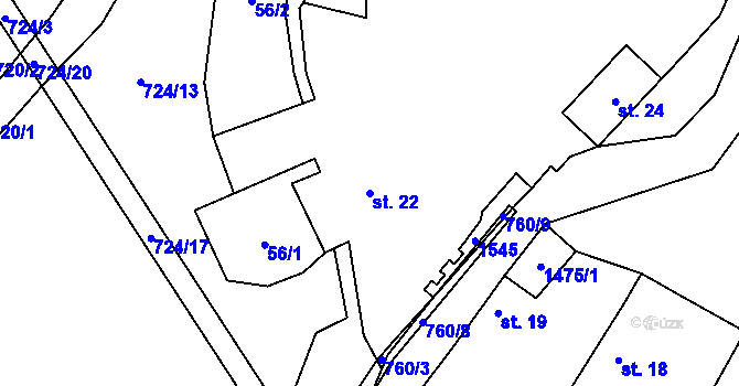 Parcela st. 22 v KÚ Libomyšl, Katastrální mapa
