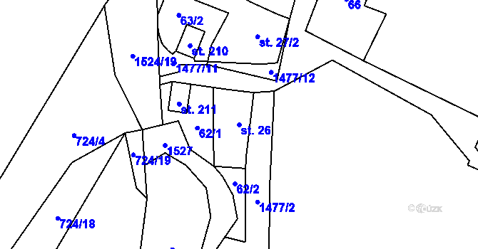 Parcela st. 26 v KÚ Libomyšl, Katastrální mapa