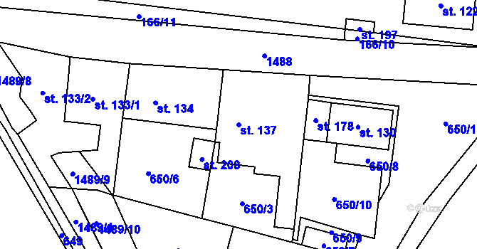 Parcela st. 137 v KÚ Libomyšl, Katastrální mapa