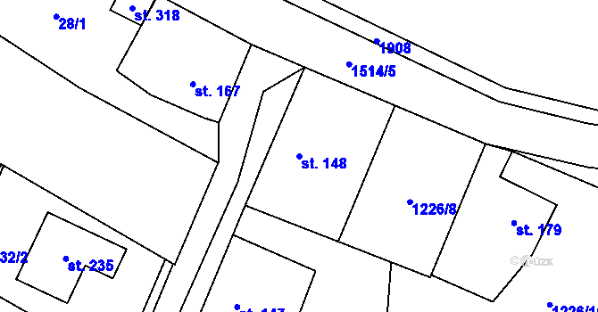 Parcela st. 148 v KÚ Libomyšl, Katastrální mapa