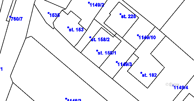 Parcela st. 158/1 v KÚ Libomyšl, Katastrální mapa