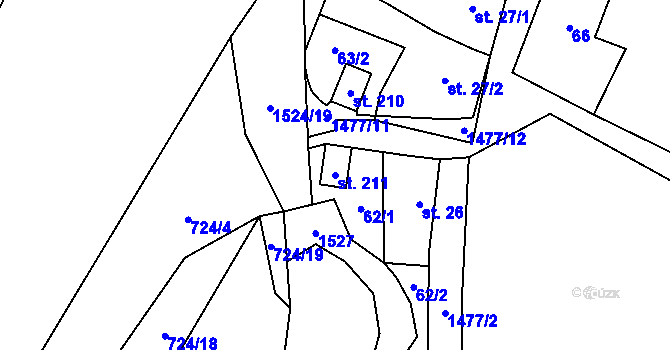 Parcela st. 211 v KÚ Libomyšl, Katastrální mapa