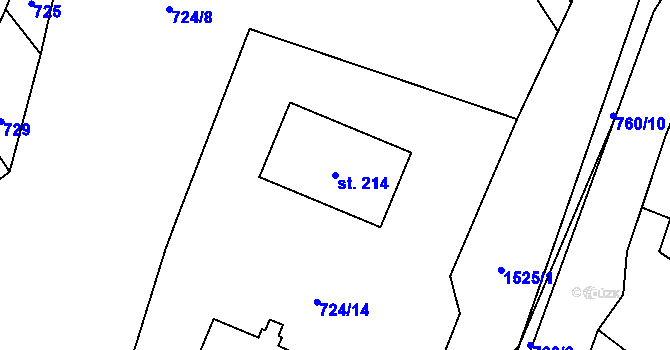 Parcela st. 214 v KÚ Libomyšl, Katastrální mapa