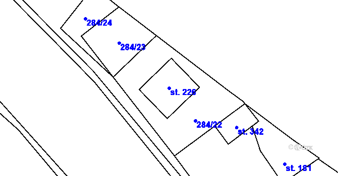 Parcela st. 226 v KÚ Libomyšl, Katastrální mapa