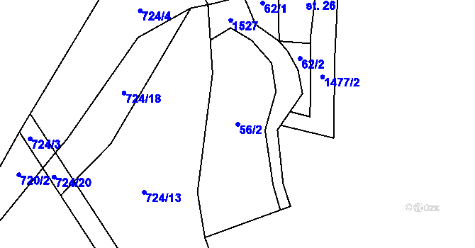 Parcela st. 56/2 v KÚ Libomyšl, Katastrální mapa