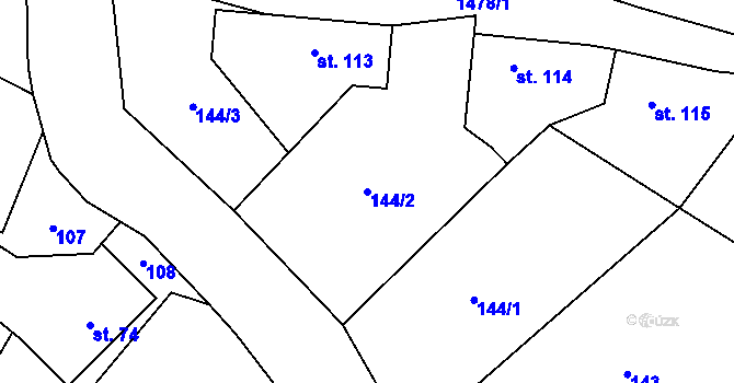 Parcela st. 144/2 v KÚ Libomyšl, Katastrální mapa