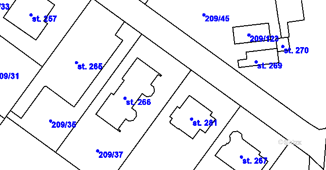 Parcela st. 209/36 v KÚ Libomyšl, Katastrální mapa