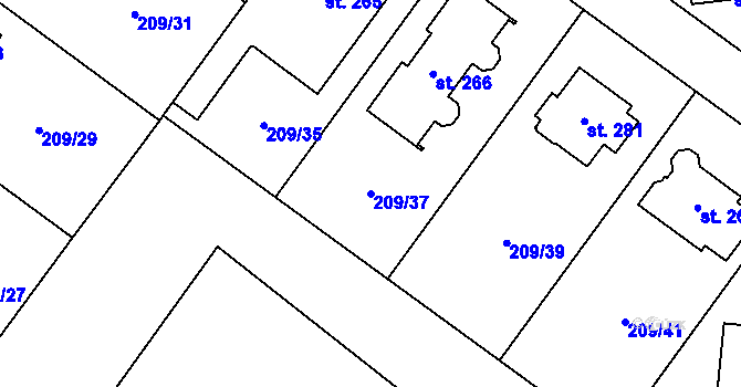 Parcela st. 209/37 v KÚ Libomyšl, Katastrální mapa