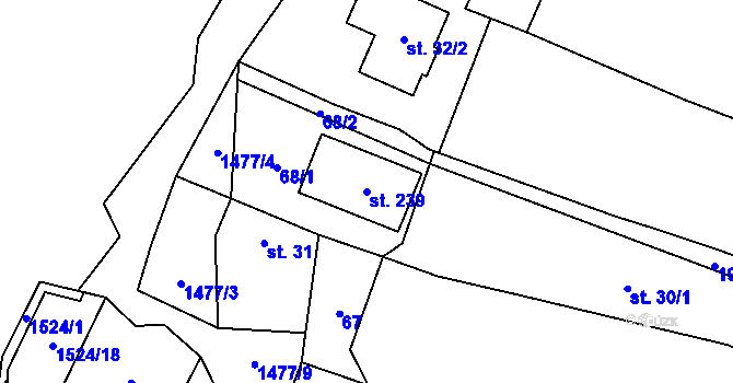 Parcela st. 239 v KÚ Libomyšl, Katastrální mapa