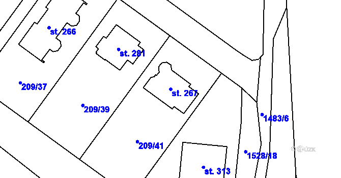 Parcela st. 267 v KÚ Libomyšl, Katastrální mapa