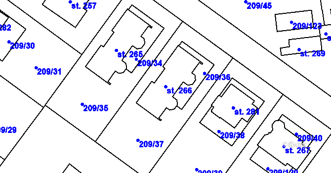 Parcela st. 266 v KÚ Libomyšl, Katastrální mapa