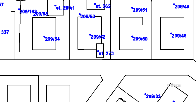 Parcela st. 273 v KÚ Libomyšl, Katastrální mapa