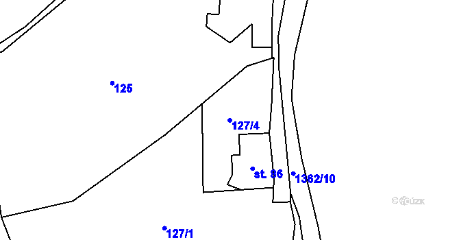 Parcela st. 127/4 v KÚ Libomyšl, Katastrální mapa