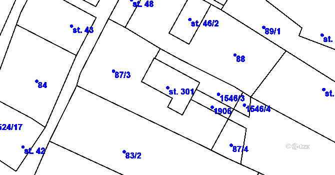Parcela st. 301 v KÚ Libomyšl, Katastrální mapa