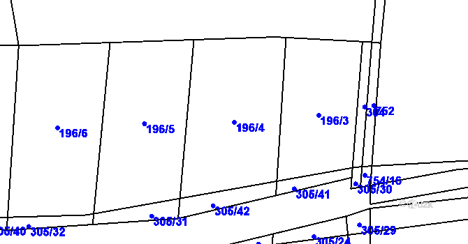 Parcela st. 196/4 v KÚ Želkovice u Libomyšle, Katastrální mapa