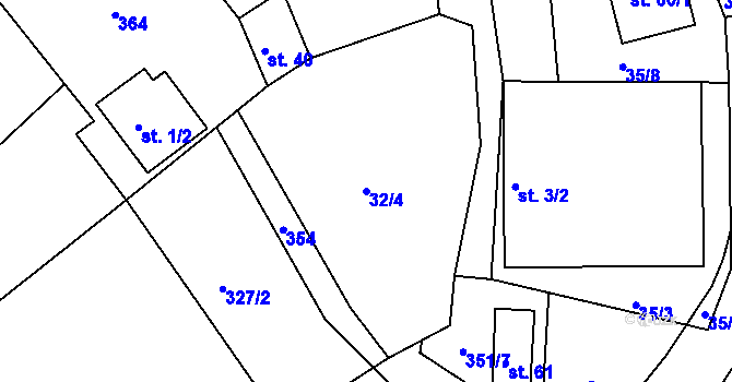 Parcela st. 32/4 v KÚ Libořezy, Katastrální mapa