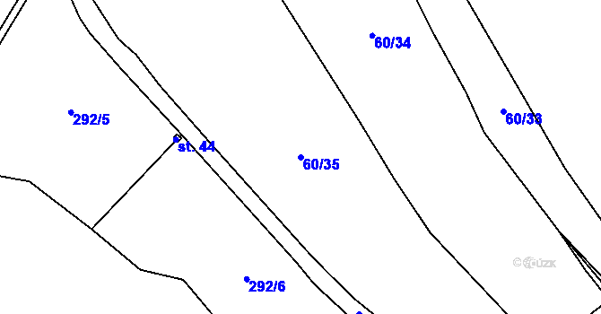 Parcela st. 60/35 v KÚ Libořezy, Katastrální mapa