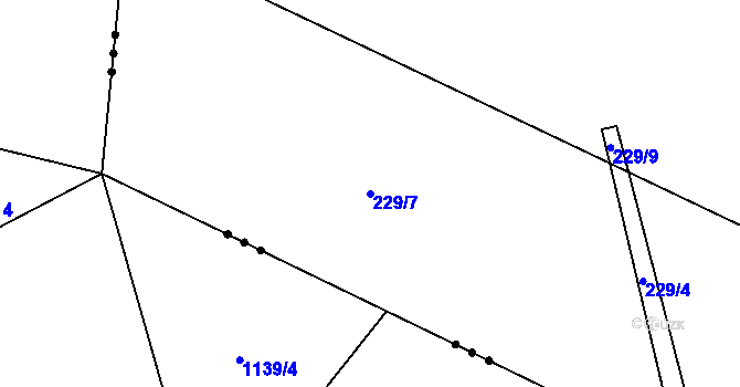 Parcela st. 229/7 v KÚ Libořezy, Katastrální mapa