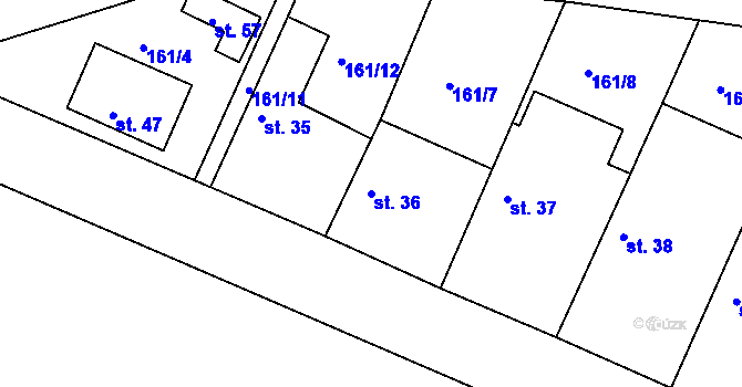 Parcela st. 36 v KÚ Libořezy, Katastrální mapa