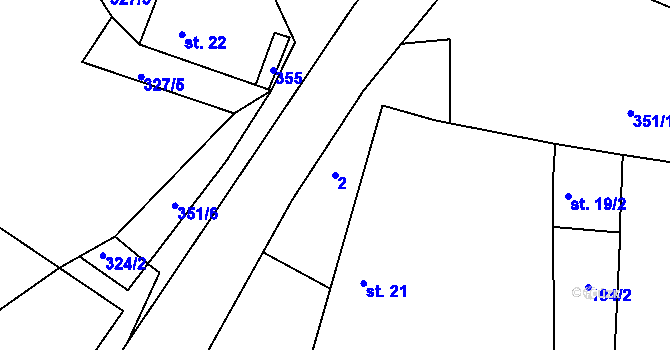 Parcela st. 2 v KÚ Libořezy, Katastrální mapa