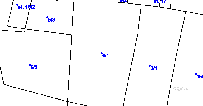 Parcela st. 6/1 v KÚ Libořezy, Katastrální mapa