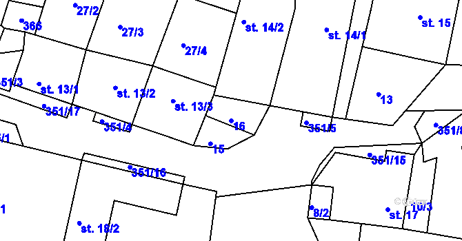 Parcela st. 16 v KÚ Libořezy, Katastrální mapa