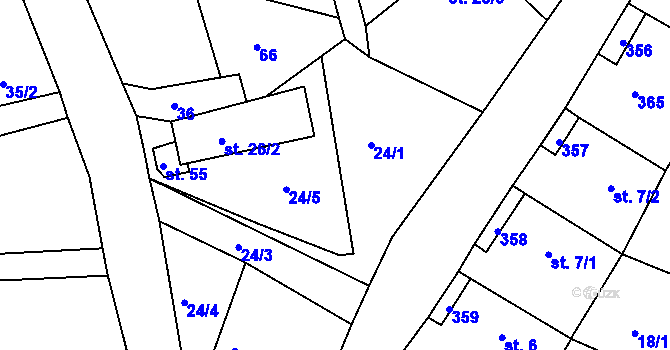 Parcela st. 24/1 v KÚ Libořezy, Katastrální mapa