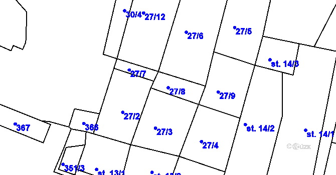 Parcela st. 27/8 v KÚ Libořezy, Katastrální mapa
