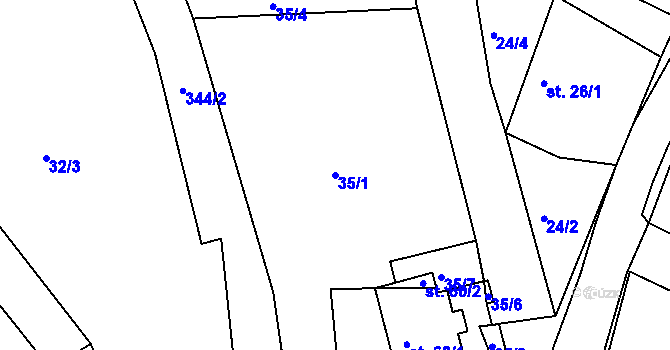 Parcela st. 35/1 v KÚ Libořezy, Katastrální mapa