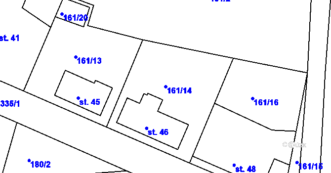 Parcela st. 161/14 v KÚ Libořezy, Katastrální mapa