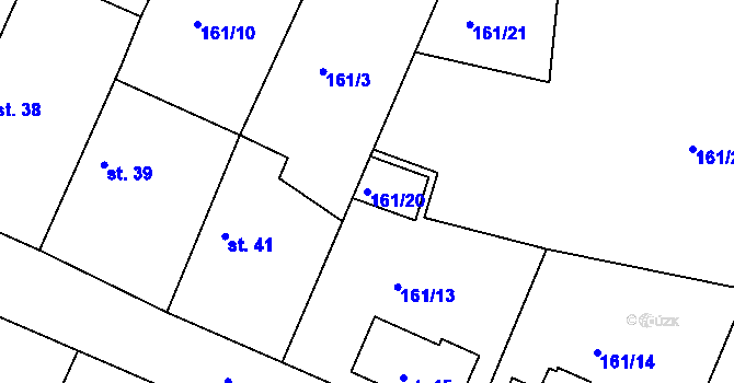 Parcela st. 161/20 v KÚ Libořezy, Katastrální mapa