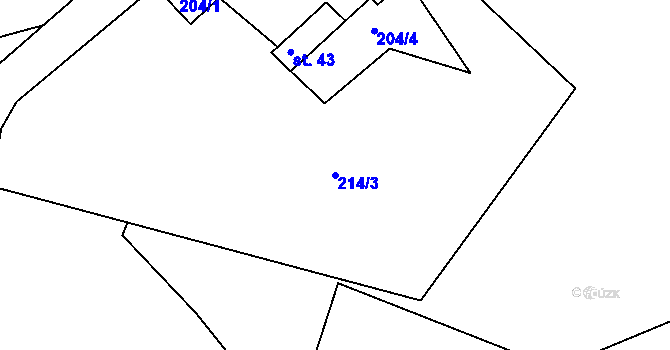 Parcela st. 214/3 v KÚ Libořezy, Katastrální mapa