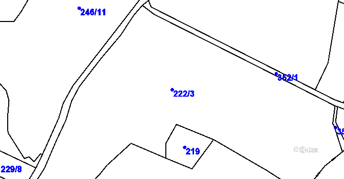 Parcela st. 222/3 v KÚ Libořezy, Katastrální mapa