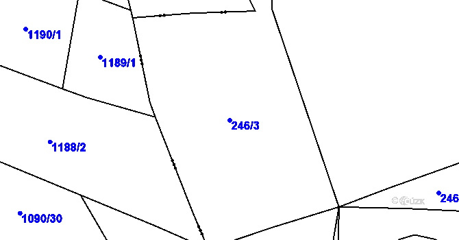 Parcela st. 246/3 v KÚ Libořezy, Katastrální mapa