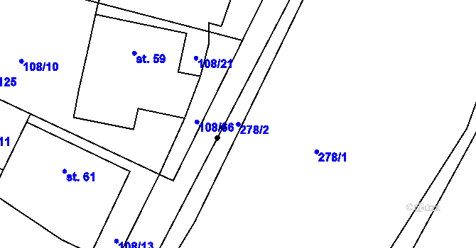 Parcela st. 278/2 v KÚ Libořezy, Katastrální mapa