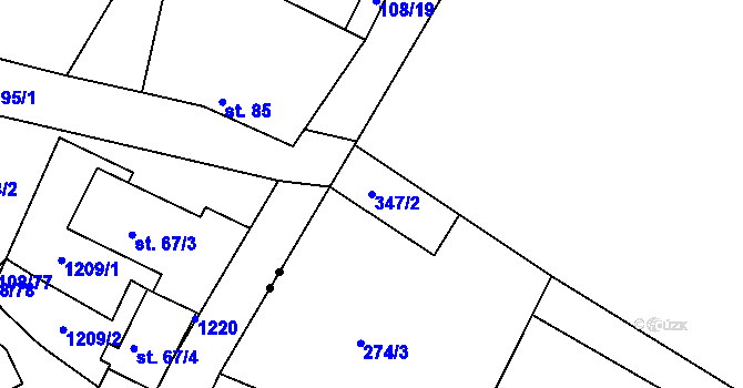 Parcela st. 347/2 v KÚ Libořezy, Katastrální mapa