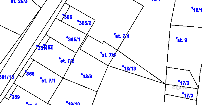 Parcela st. 7/5 v KÚ Libořezy, Katastrální mapa