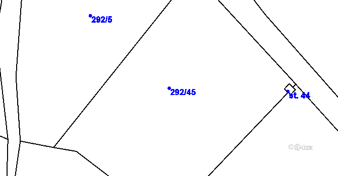 Parcela st. 292/45 v KÚ Libořezy, Katastrální mapa