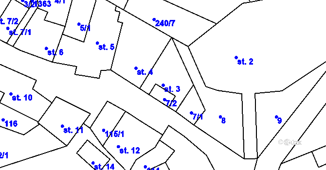 Parcela st. 3 v KÚ Libořice, Katastrální mapa
