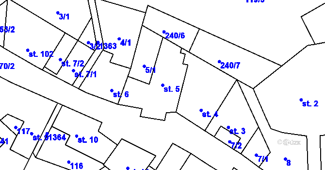 Parcela st. 5 v KÚ Libořice, Katastrální mapa