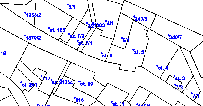 Parcela st. 6 v KÚ Libořice, Katastrální mapa